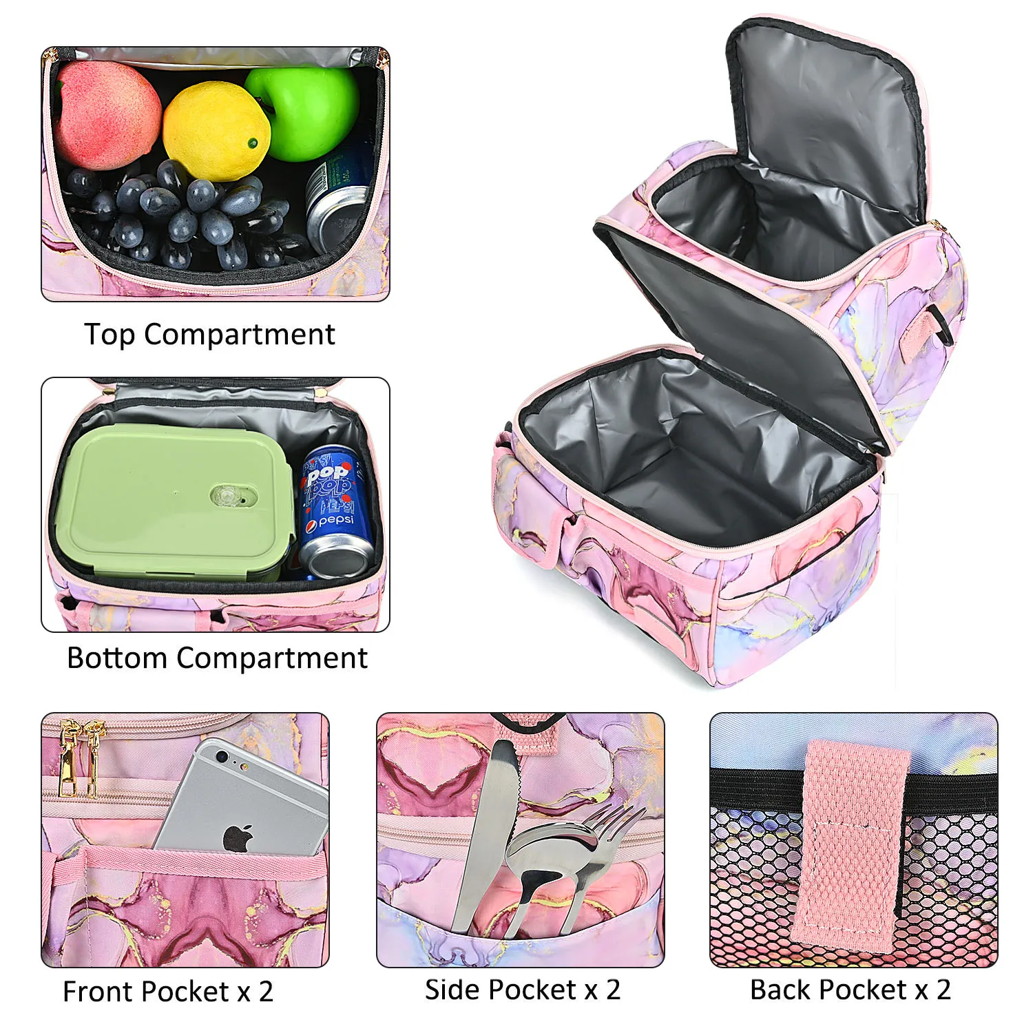 Lokass A Custom-made Latest Design Colorful Lunch Bag Factory Price Nylon 600d Waterproof One-shoulder Portable Cooler Lunch Bag