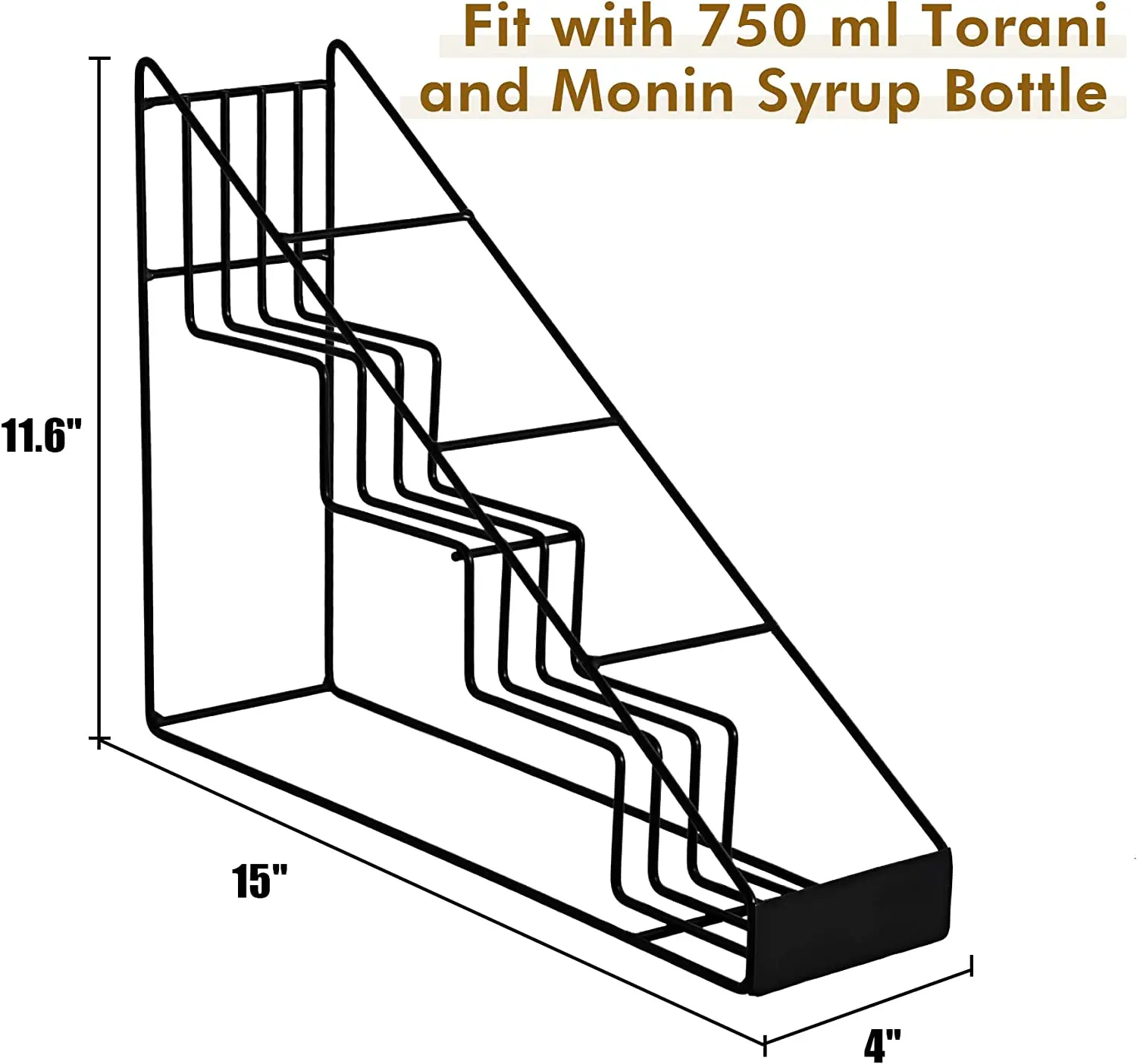 Coffee Syrup Rack for Coffee Bar Accessories Fits with Torani and Monin Syrup Coffee Bar Organizer Holds 4 Bottles