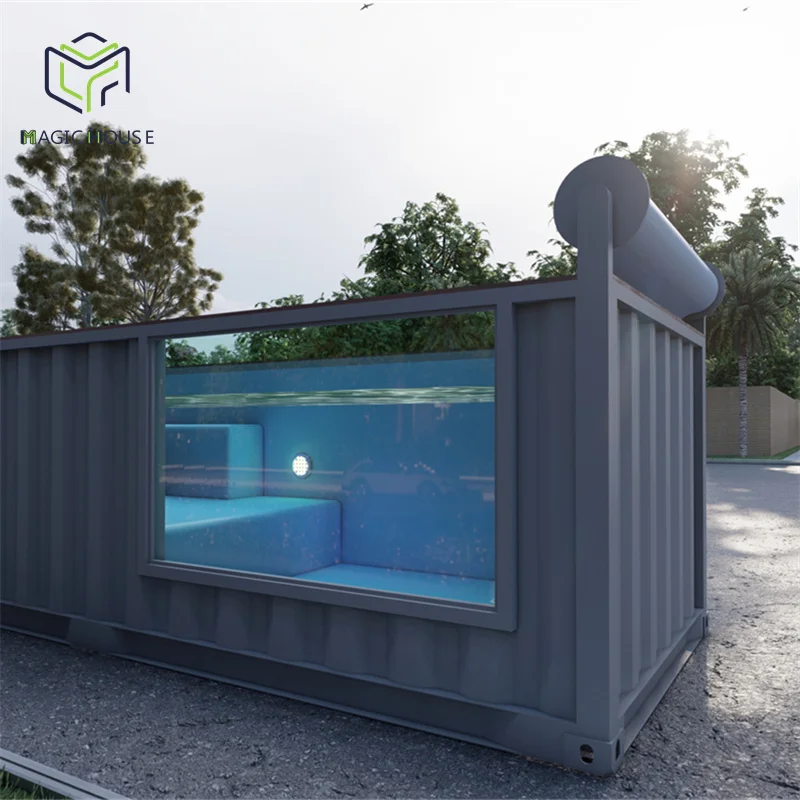 20ft Ship Container Pool Customized Sizes Acrylic Glass Window One Stop Equipment