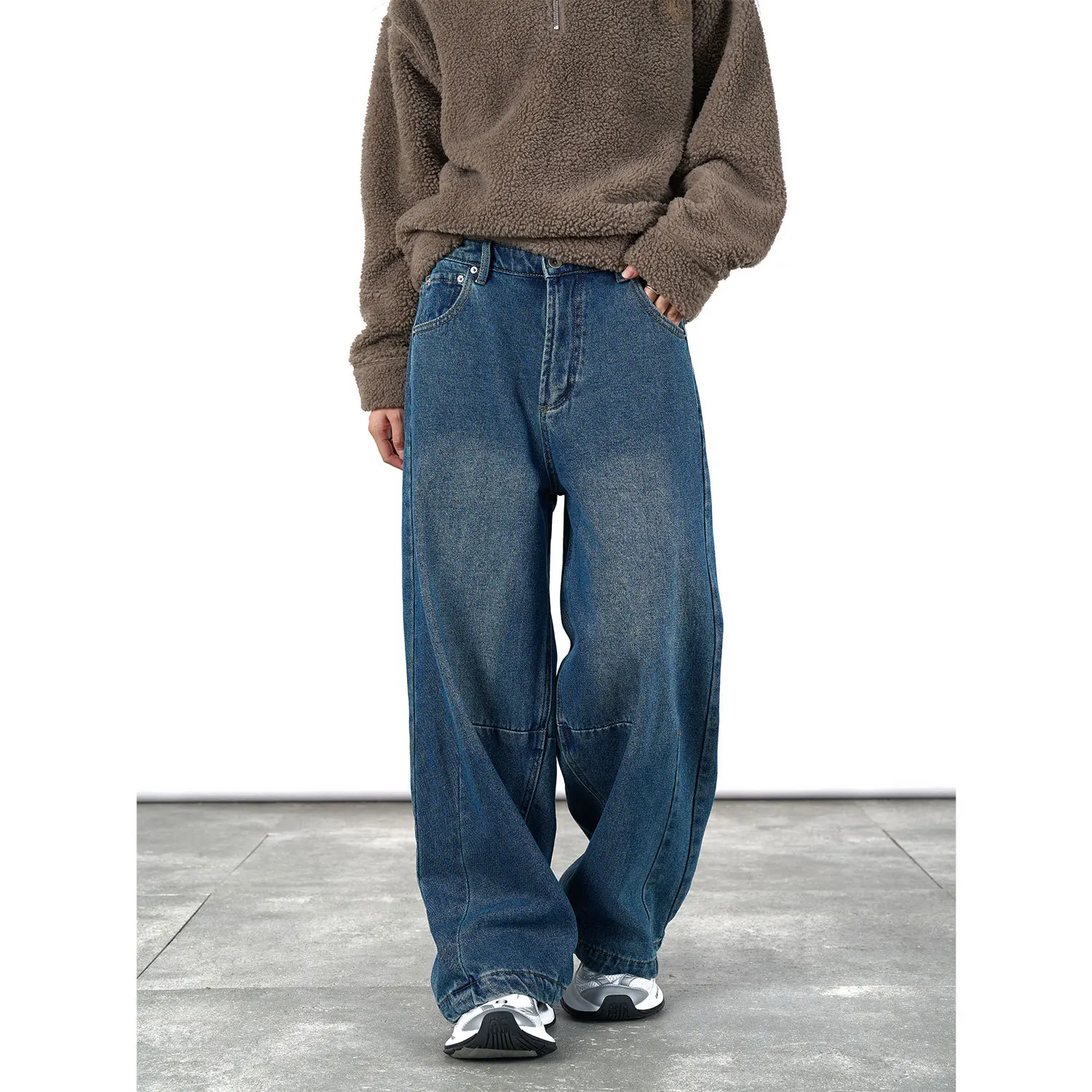 Autumn and Winter Japanese Fashionable Street Style Comfortable and Warm Denim Jeans with Loose Wide Leg Y2K Casual Pants