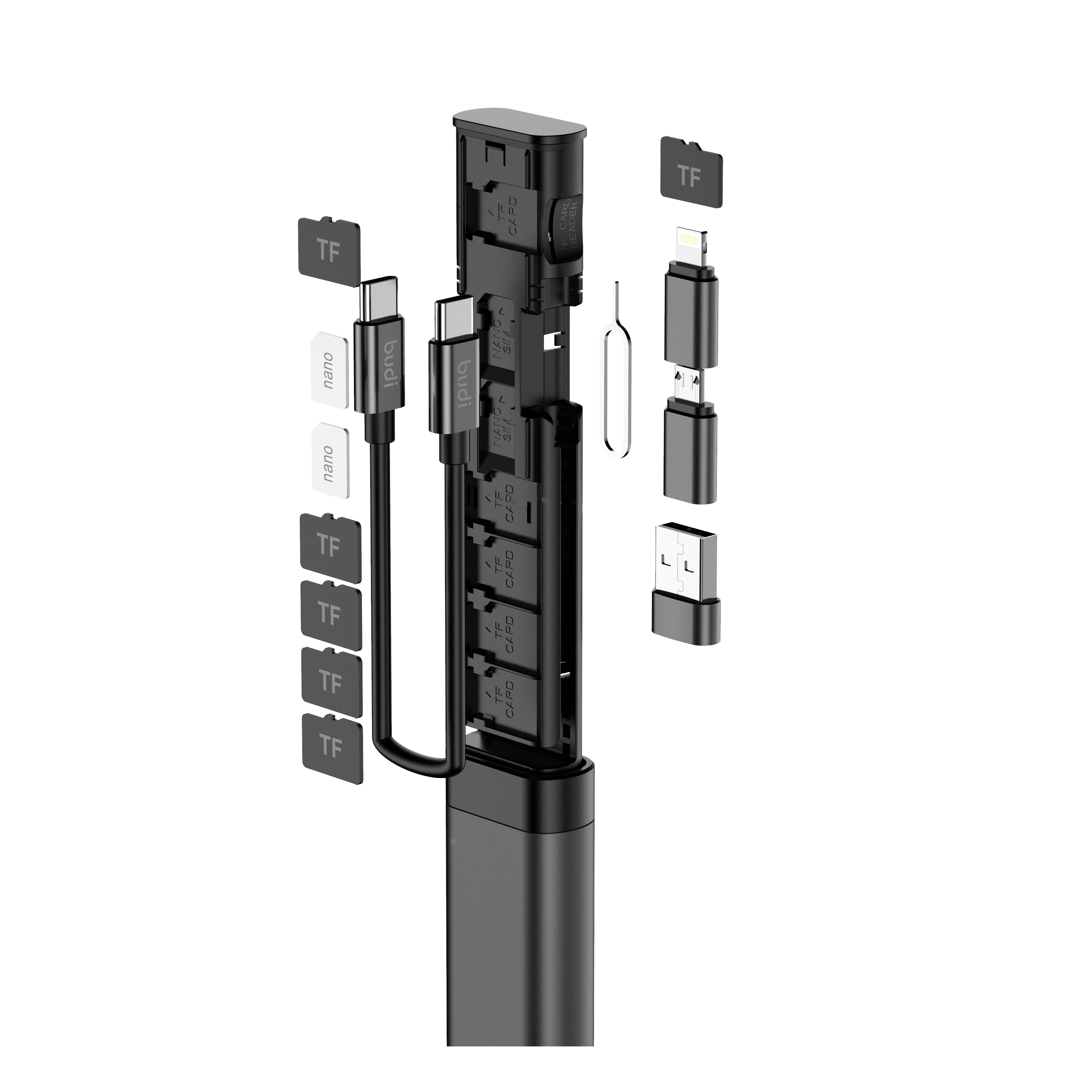 Pogo New Arrival High Quality 9 in 1 Multifunctional Cable Stick USB Cable PD Fast Type C Micro TF Card on Stock