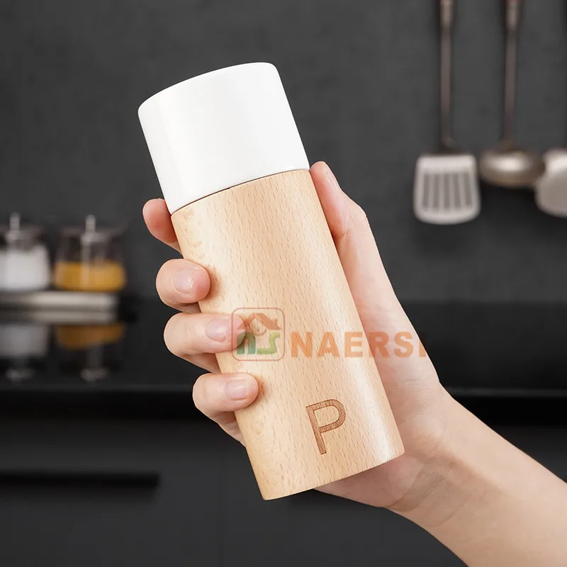 Factory Price Cylindrical 8 inch Wood Sea Salt And Pepper Mill Grinder Set For home and kitchen