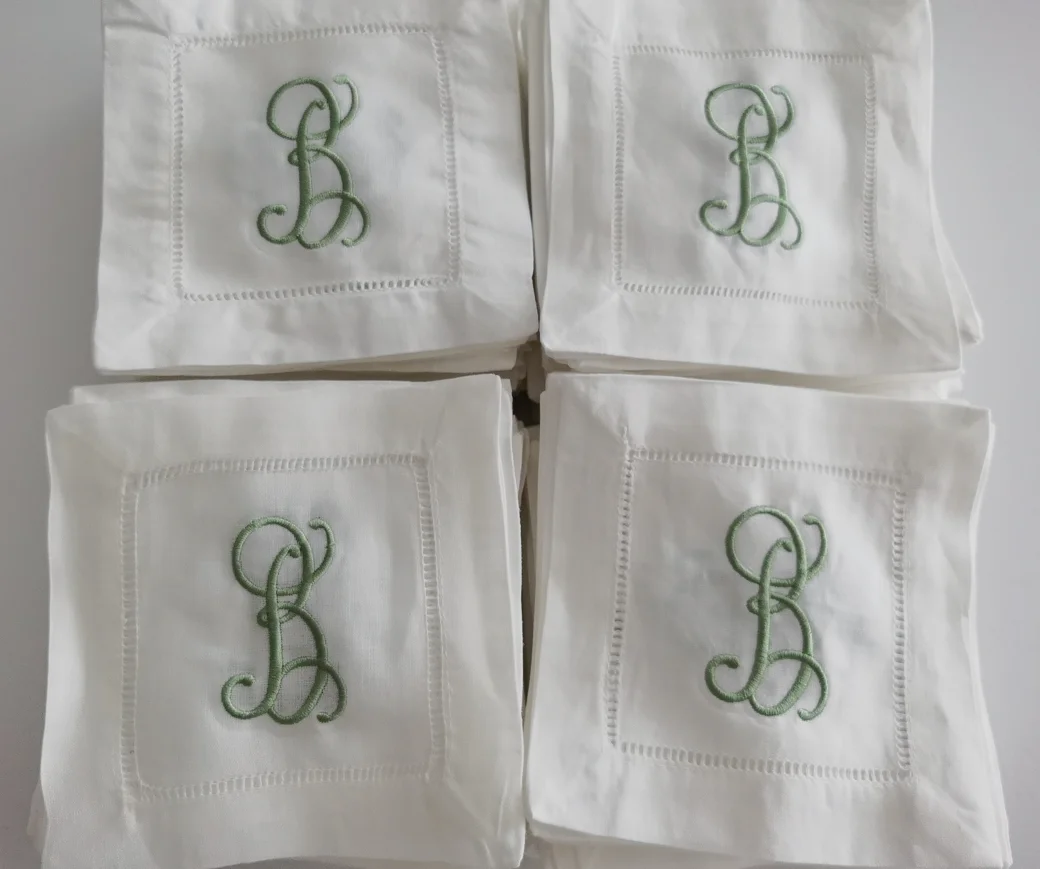 Хит продаж, ручная делка, льняная хлопковая белая Коктейльная салфетка/льняная подставка с вышивкой