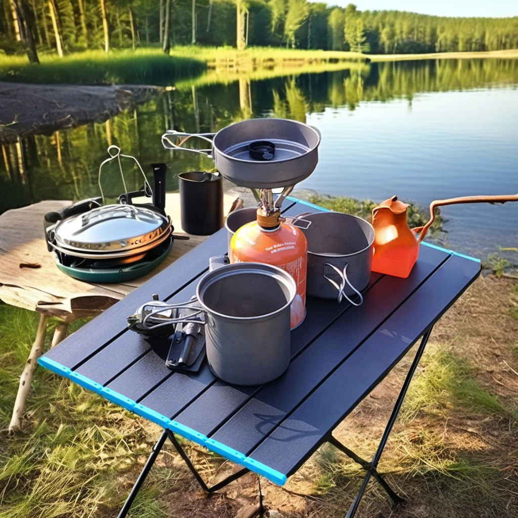 Modern Outdoor Foldable Picnic Table for Camping Beach Kitchen Park Aluminum Frame Versatile Dining Furniture