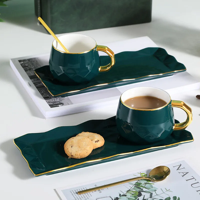  Nordic Light luxury European Style Smooth Glaze Fashion Ceramic Coffee Mugs Simple Mordern Porcelain Cup and