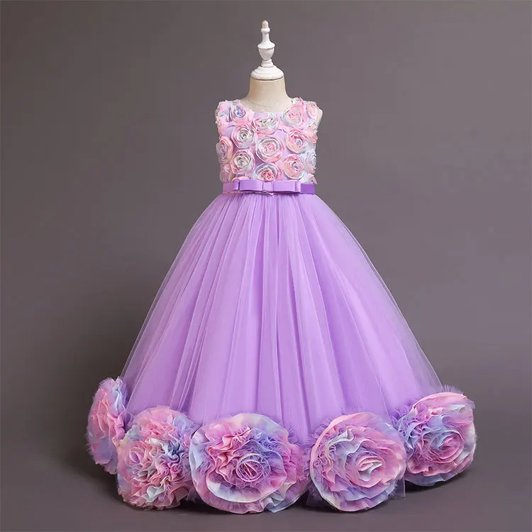 Luxury Wedding Dresses Flower Girls Ball Gown Puffy Long Frock Children Party Dress  68027