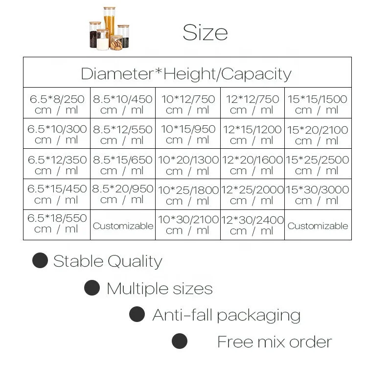 Hot Sale Mini Small Household Kitchen Refrigerator Storage Glass Spice Jars With Bamboo Lid