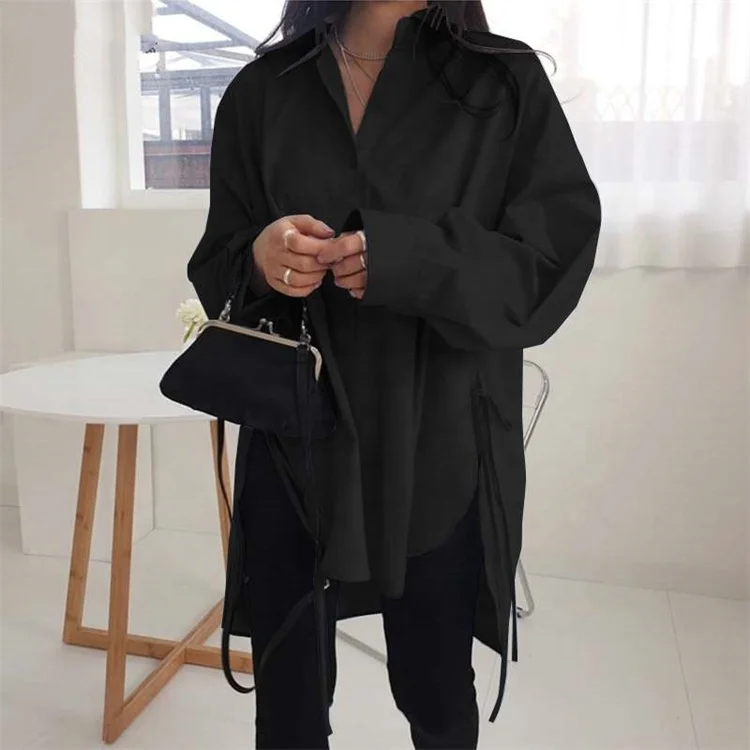 
LF-36 Woman Summer Clothes Fashion 2021 Ladies Blouse Tops Oversized Designer Lace Up Spring Plus Size Shirts for Women Blouses 