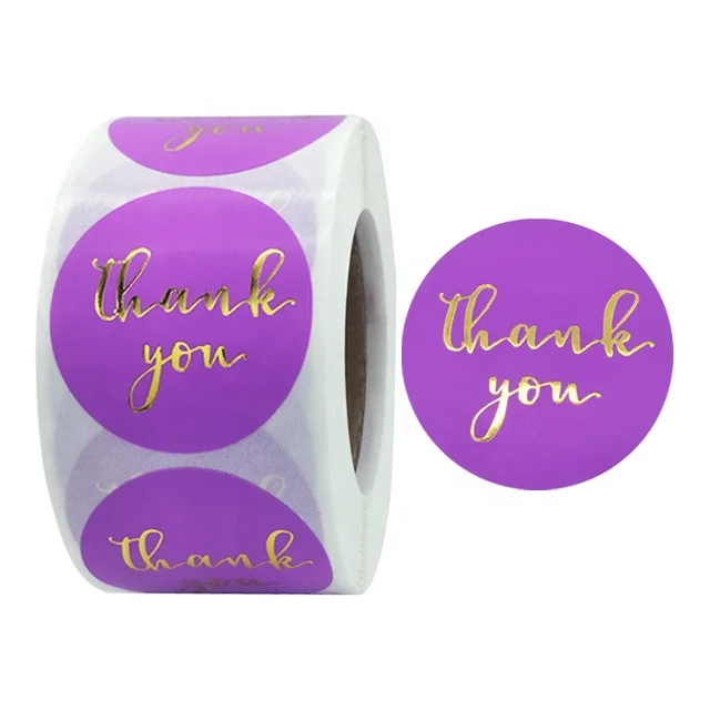 Thank You Stickers 1.5 Inch Round Golden Foil Paper Business Letters Wedding Envelope Seal Birthday Gift Packaging Labels