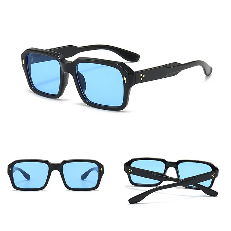 DL Glasses rice nails frame glasses eyeglasses fashionable blue lens shade sunglass retro custom logo sunglasses