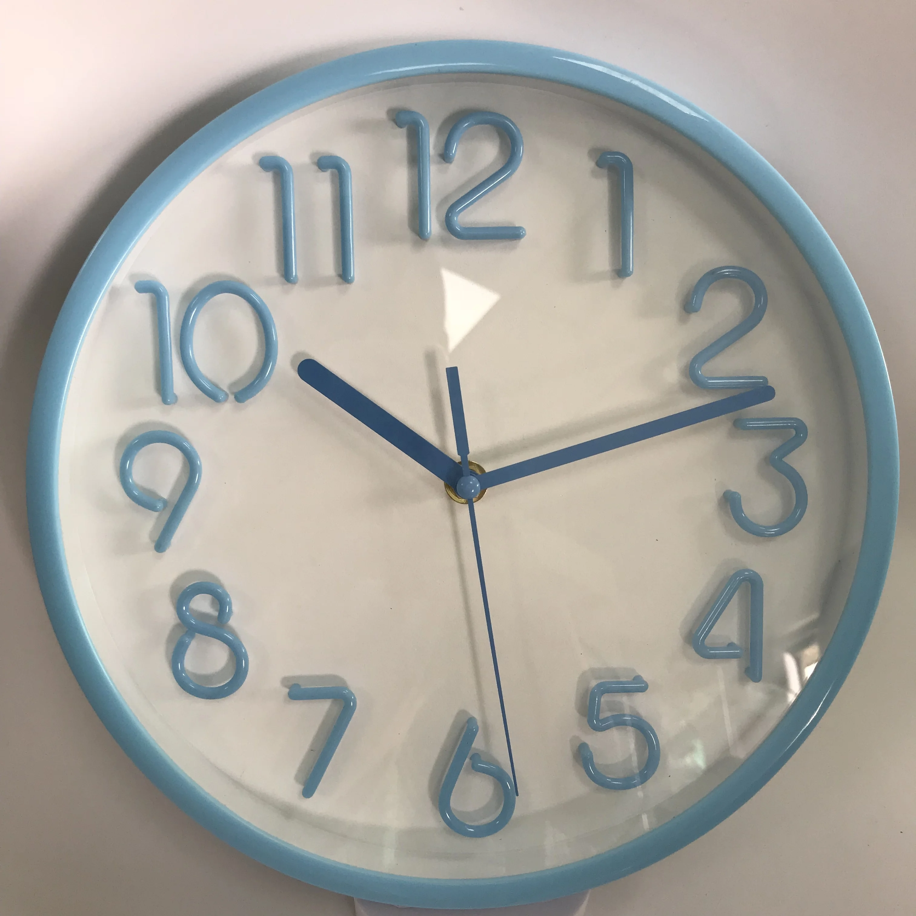 10/12 inch Plastic colorful wall clock with raised numbers