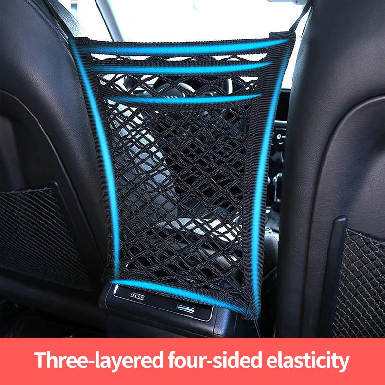 Car Accessories Elastic Driver Storage Netting Pouch Between Front Seats Cargo Tissue Purse Holder Mesh Car Seat Organizer
