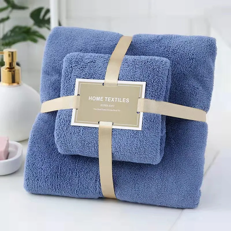 Оптовая продажа, банное полотенце для рук, утолщенное мягкое водопоглощающее двухкомпонентное полотенце высокой плотности из кораллового бархата 70*140 см и 35*75 см