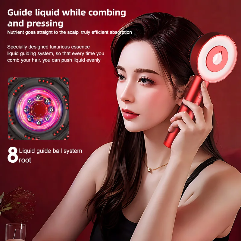 Trends 2024  Electric Head Comb Led Red Light Anti Hair Loss Hair Growth Device Electric Scalp Massage Hair Brush Oil Applicator