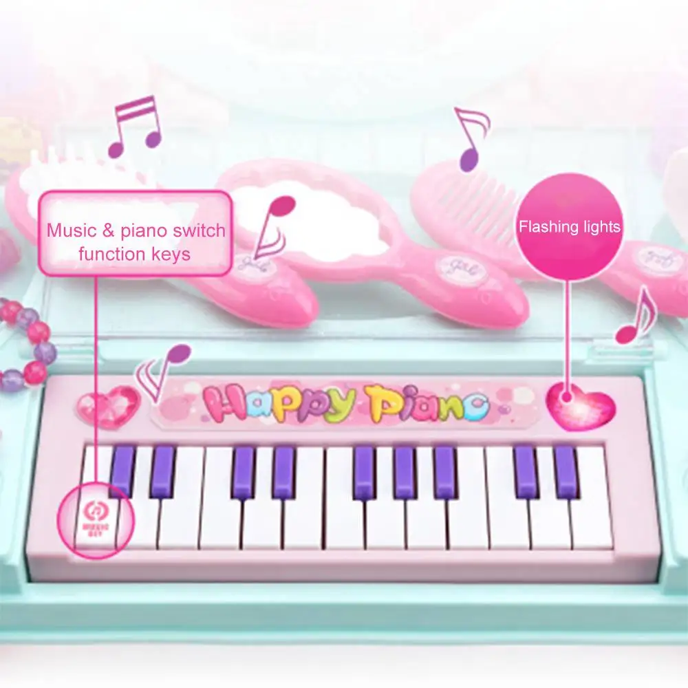 Simulation Princess Castle Dresser Set (Music piano / Hair dryer) for Girl Toy accessories