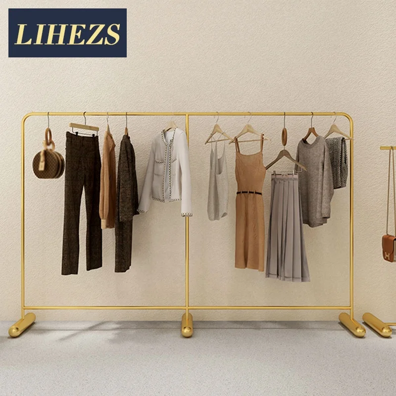 Customizable Boutique Gold Pipe Clothing Rack Women Shop Decoration Display Stand for Clothes