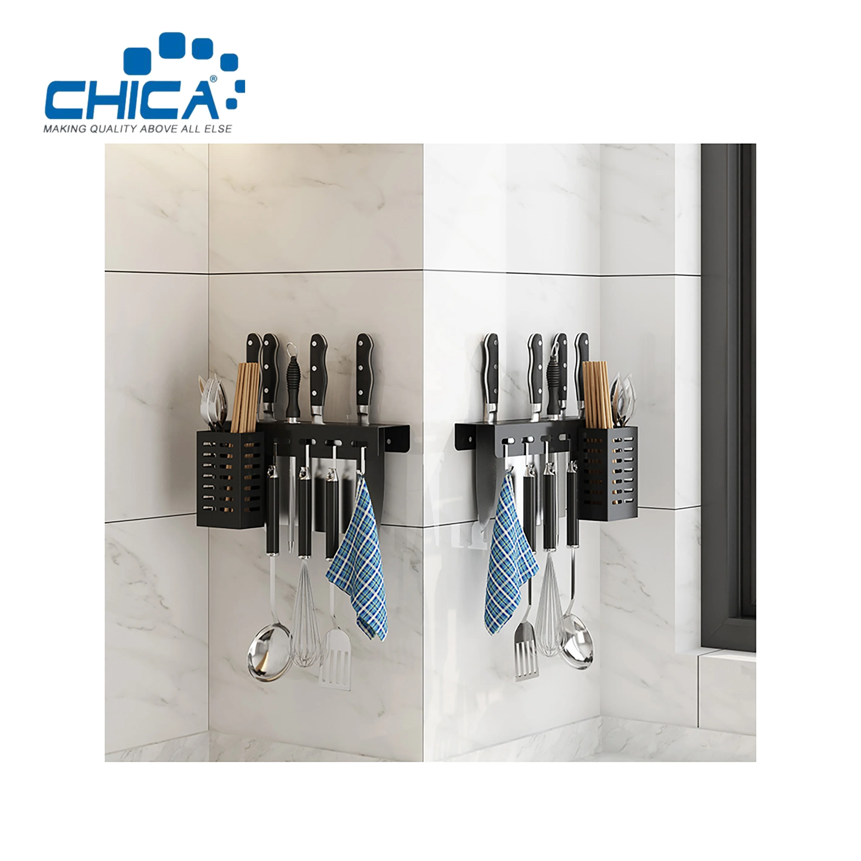 Hanging Wall 304 Stainless Steel Brushed Kitchen Knife Rest Accessories DIY Kitchen Storage