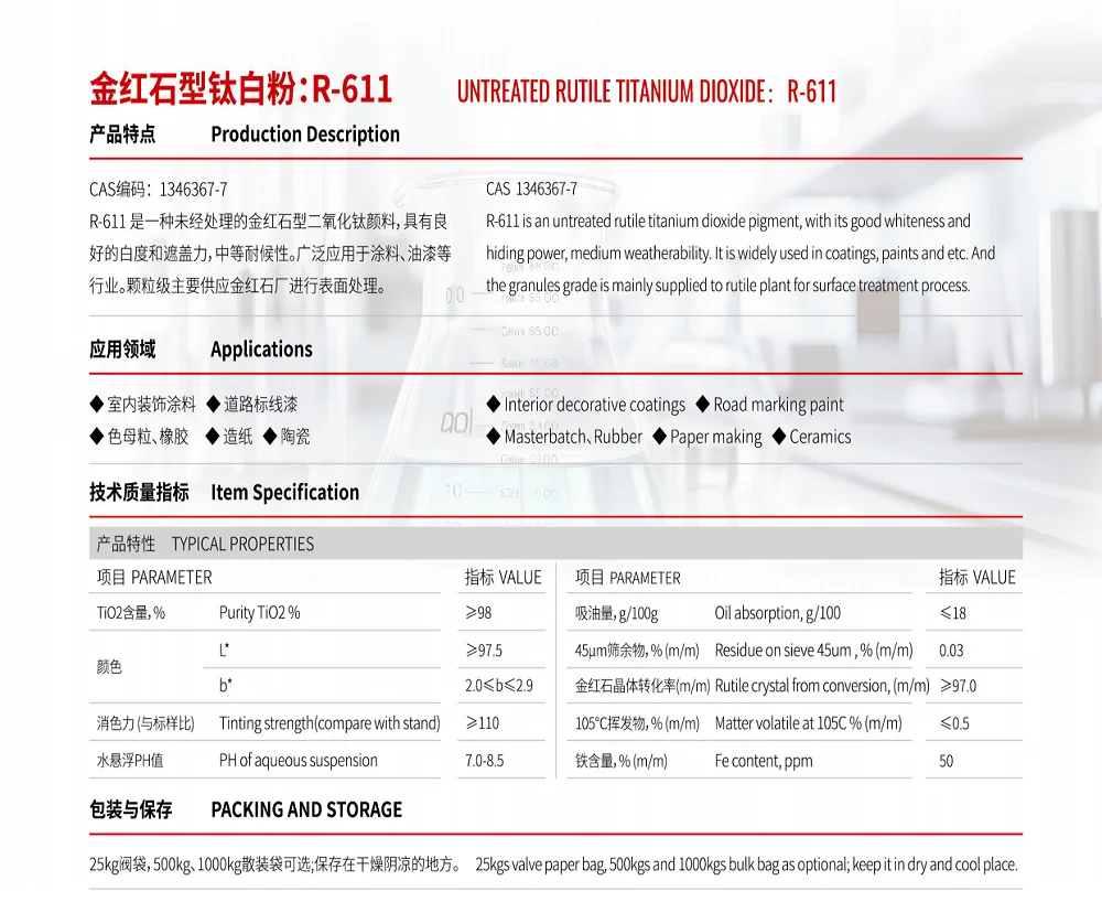 Hot Sale /Untreated Rutile Titanium Dioxide for coating and paints /ZONTAI R-611