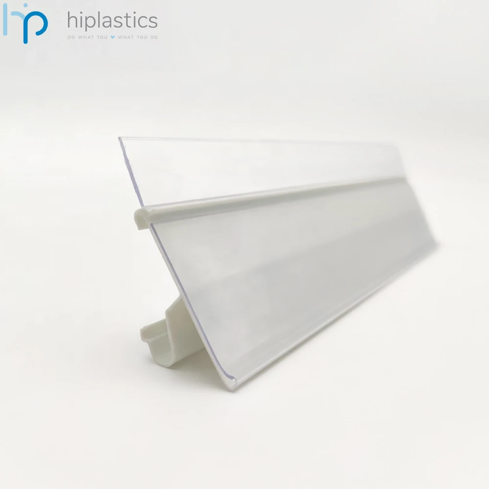 Hiplastics LSRF39 PVC Profile Plastic Extrusions Clear Supermarket Racks Data Strip for Paper Labels