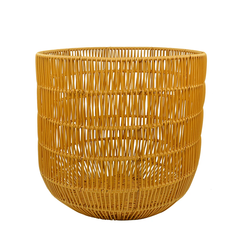 1pc huangtu-designer style  handmade PP rattan washing basket home decor wholesale Woven laundry basket laundry basket