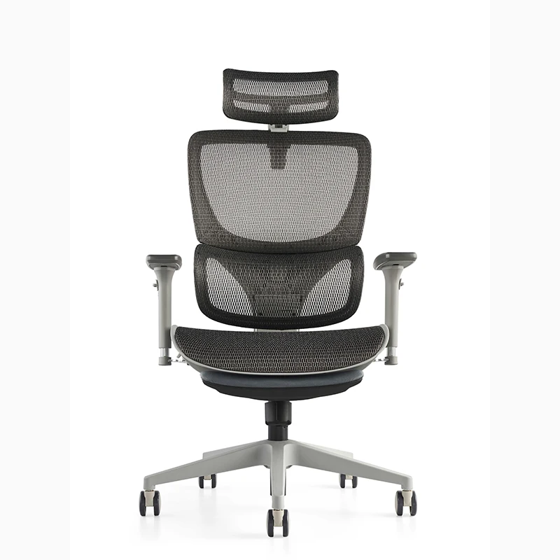 JNS 101 foshan factory grey frame ergonomic  mesh office chair 150 kg adjustable headrest mesh office chair