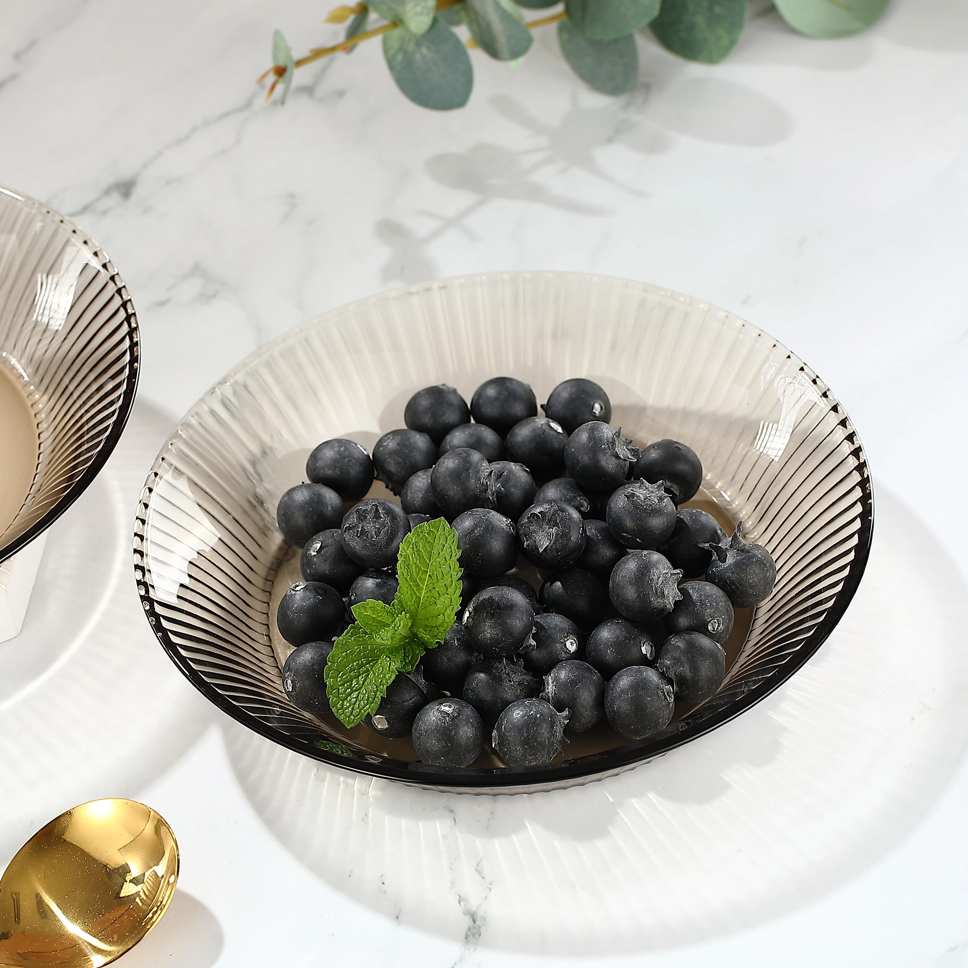Luxury Mini Glass Plate Set Grey Vertical Polished Dishwasher Safe. Home Kitchen Parties. Classic Disposable Soup Mixing Dish