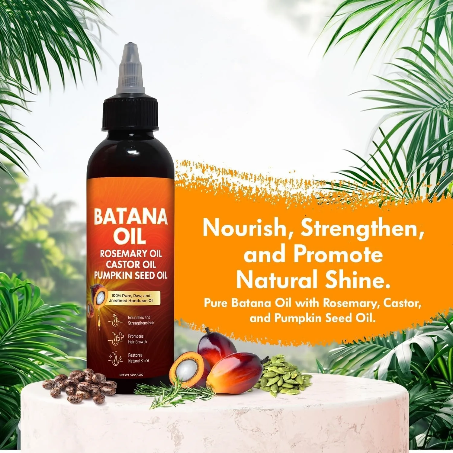 Custom private label batana rosemary pumpkin seeds castor 4 in 1 hair oil scalp care organic oil