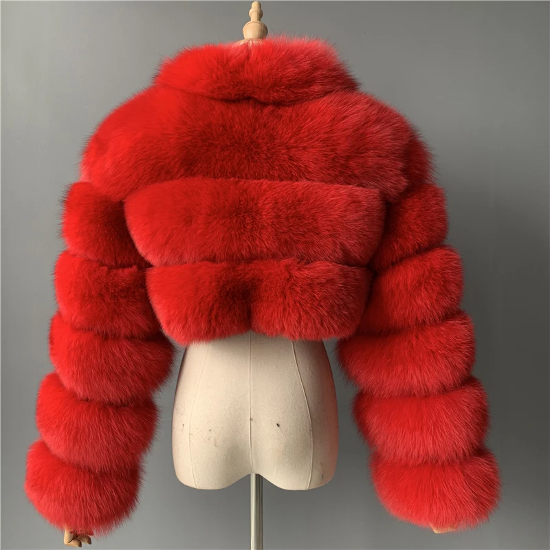 Custom Color and Size Genuine Fox Fur Jackets Sex Women Fur Jacket Coat / Real Dyed Red Fox Fur Coat Women