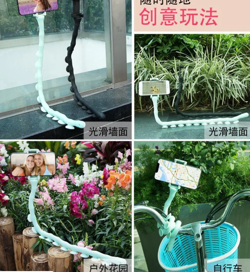 hot multifunction cute worm lazy holder 360 degree rotating suction cup mobile phone holder Folding phone bracket