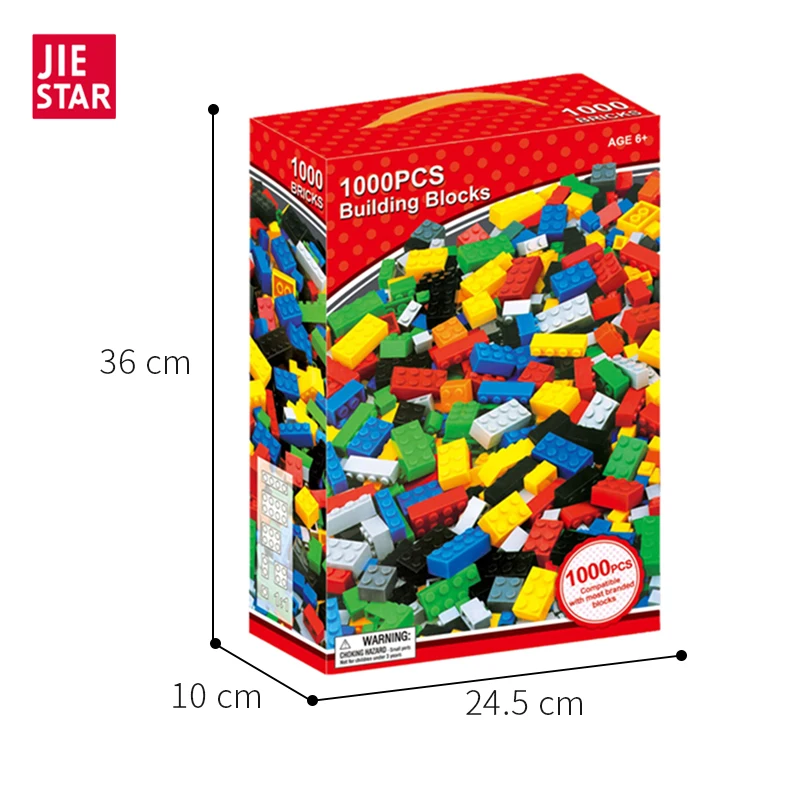 JIESTAR TOY 1000 pcs Classic Bulk Small Block Classic Building Bricks Set Basic Building Blocks Compatible with All Major Brands