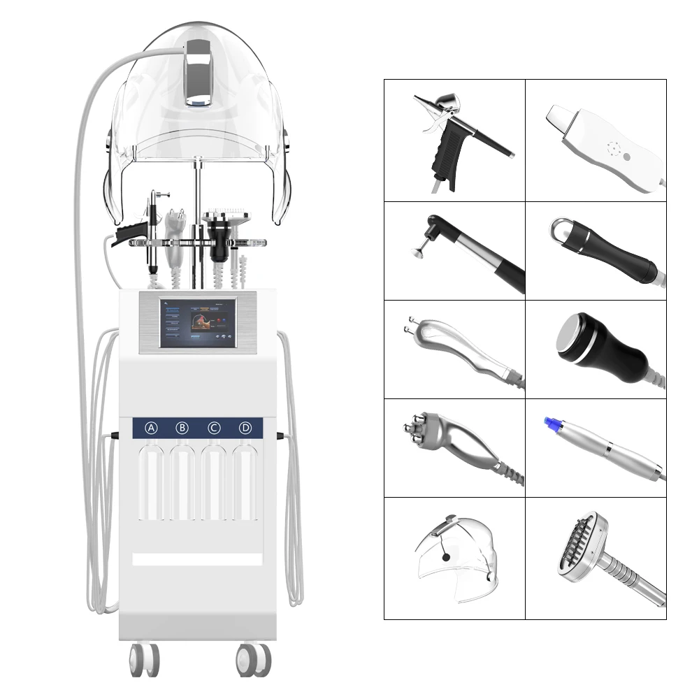 10 In 1 New Arrivals Facial Therapy Machines Ultrasound Rf Oxygen Facial Spa Headband Diamond Dermabrasion Machine Jet Peel