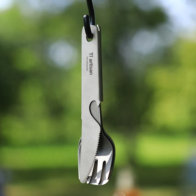Portable Ultralight Pure Titanium Spoon Fork Knife Opener Outdoor Tableware For Camping Picnic Travelling Flatware Kitchen Tool