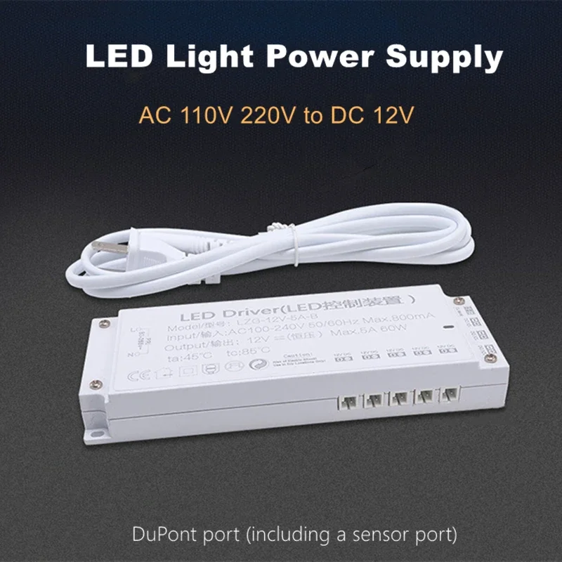 12V LED strip power supply cabinet light power supply 18/24/36/60/100W strip Light transformer DuPont Port Eu/us Plug