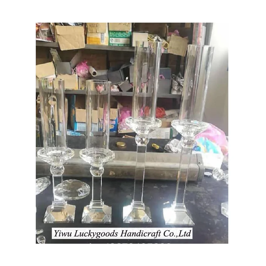 LG20190103-2 single head crystal candlesticks for wedding table centerpiece