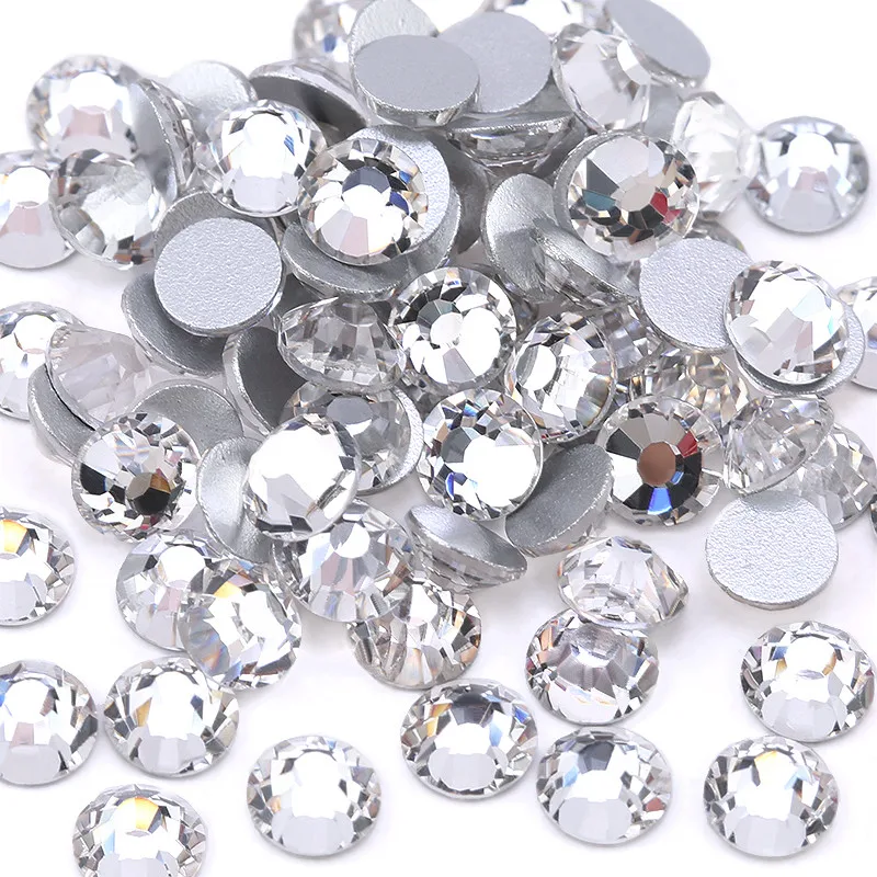 Top quality SS3-SS50 Clear Crystal White 3D Nail Art Decoration rhinestones Silver Flatback Rhinestones Glitter