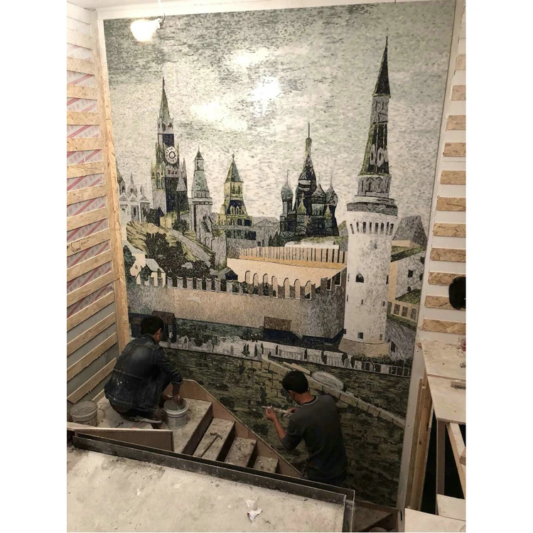 Custom made marble murales mosaic wall mural art