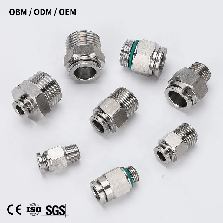 ss316 male thread to flexible hose lubrification push in pc quick connect pneumatic fittings stainless