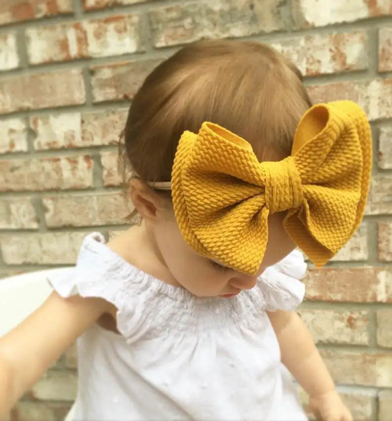 Wholesale Nylon Double Layer Bow with Elastic Hair Band for Baby Toddler Hair Bow Decoration Accessories