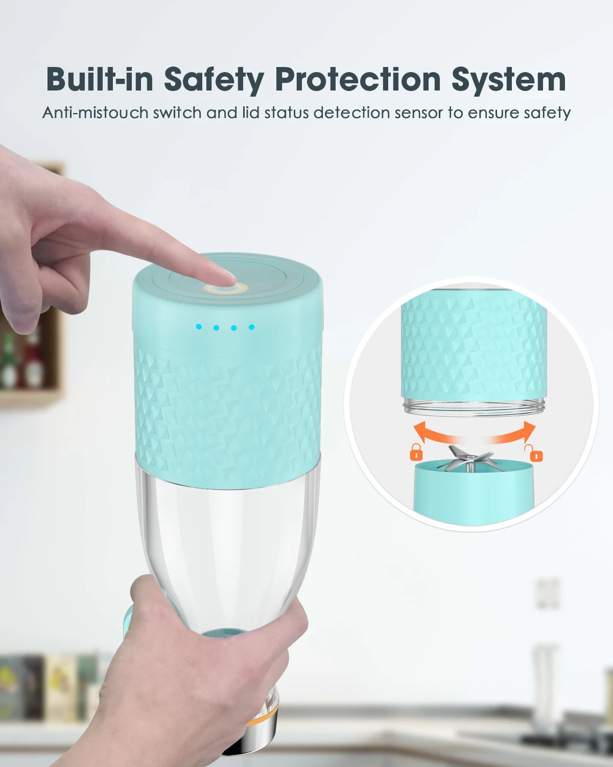 Портативный Блендер с USB-зарядкой, 450 мл, 4000 мАч, 100 Вт