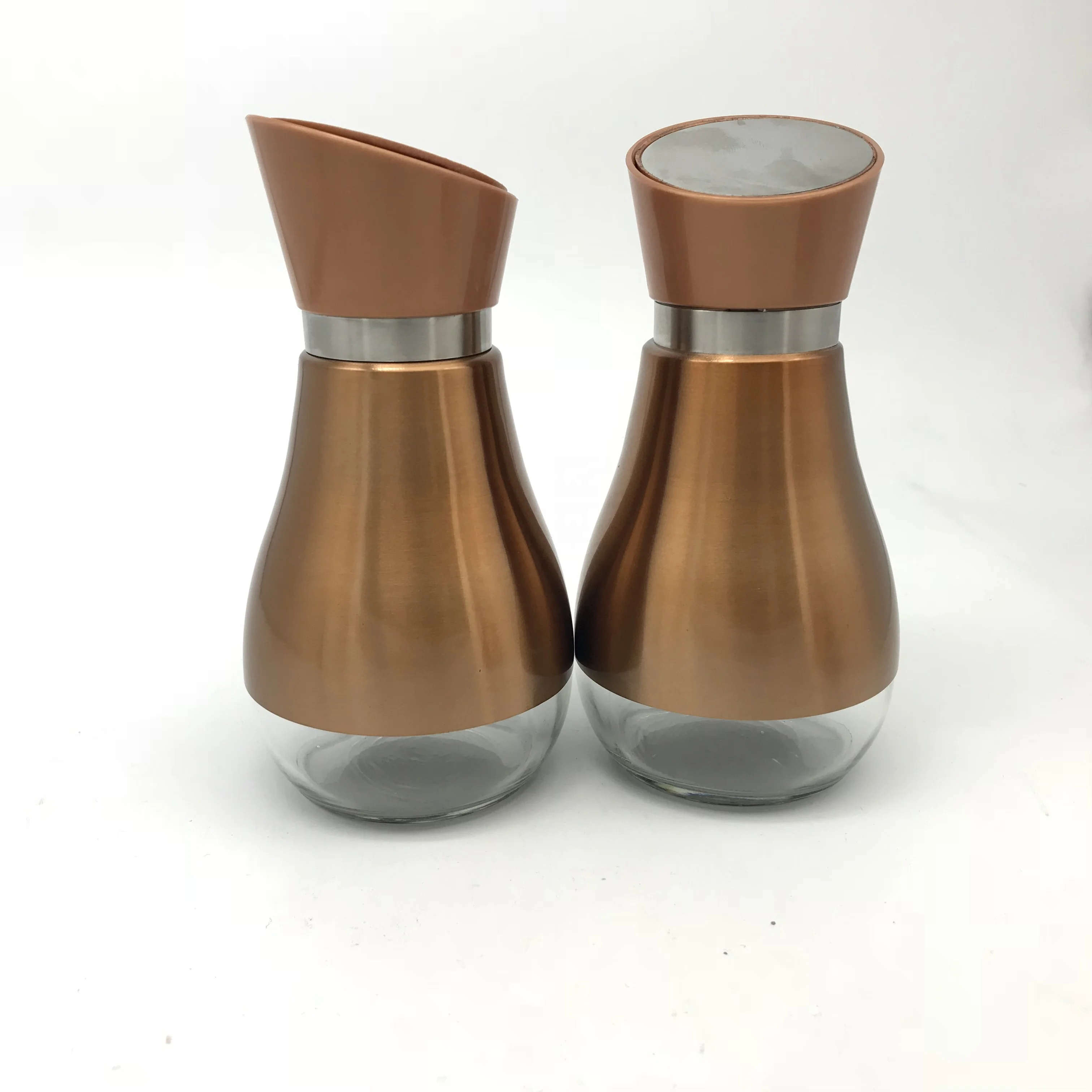 13oz Oil Vinegar Stainless Steel Cover Bottle with Glass Bottom Olive Oil Dispenser Soy Sauce Cruet