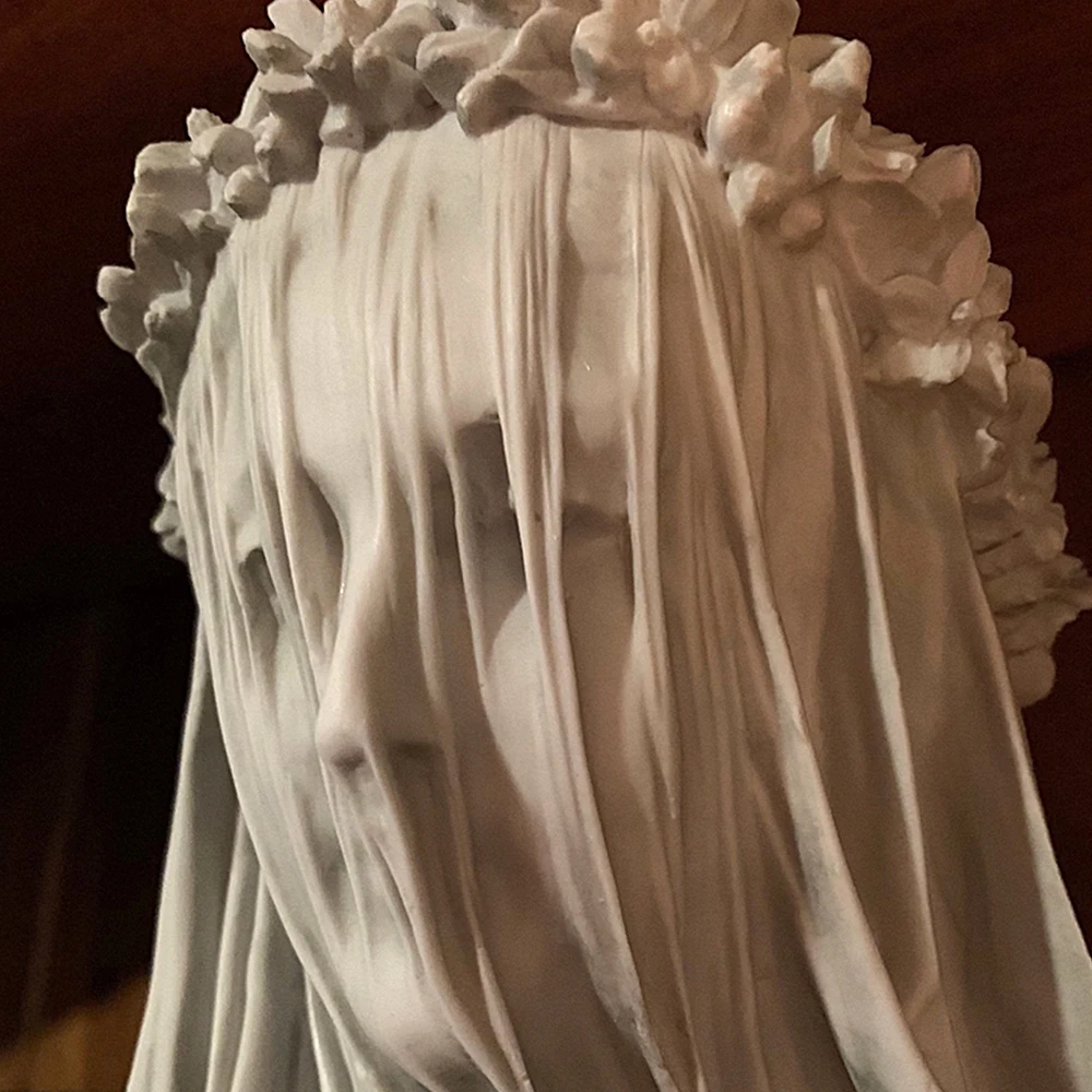 The Veiled Lady  Gothic Sculpture Bust  Cloaked Woman Statue  Macabre Art and Oddities Home Decor 19th Century Museum Replica