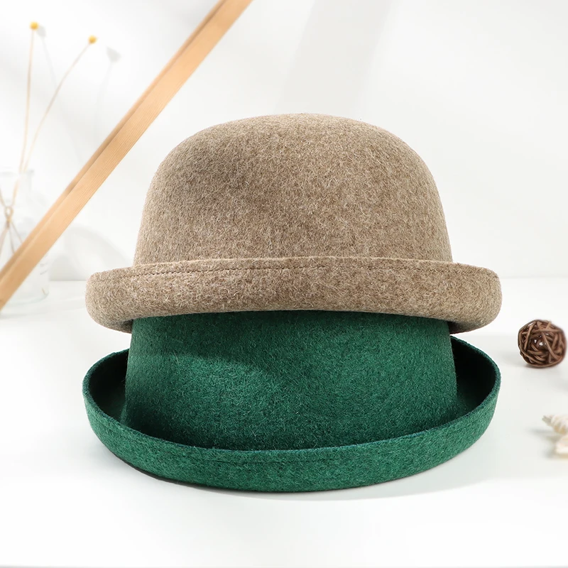 Оптовая продажа осенняя модная британская шляпа с маленькими полями шерстяные зимние черные шляпы-федора для