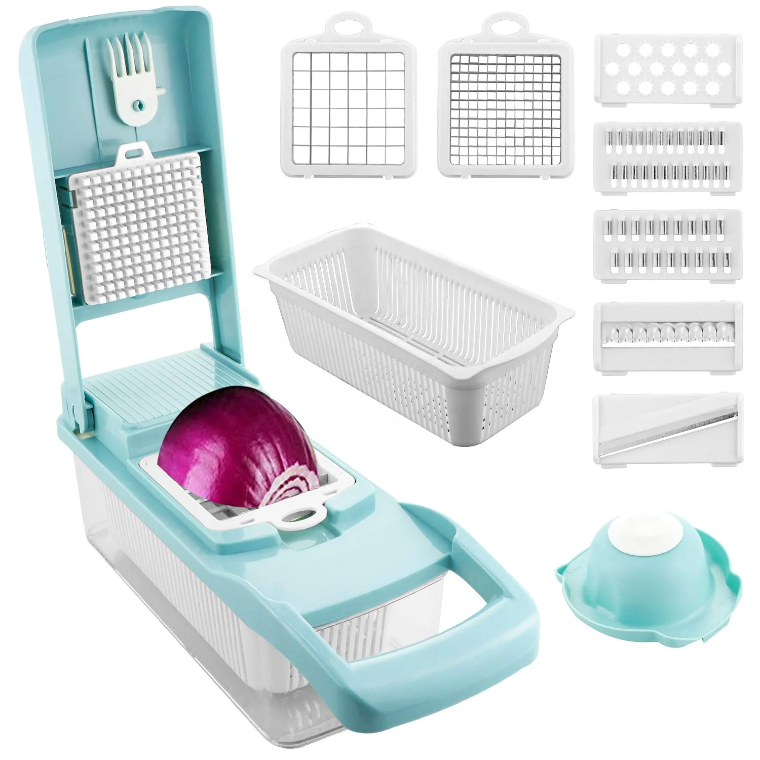 Kitchen Multifunctional Heavy Duty 12 in 1 Manual Mandoline Fruit & Vegetable Tools Veget Potato Onion Chopper Food Dicer Slicer