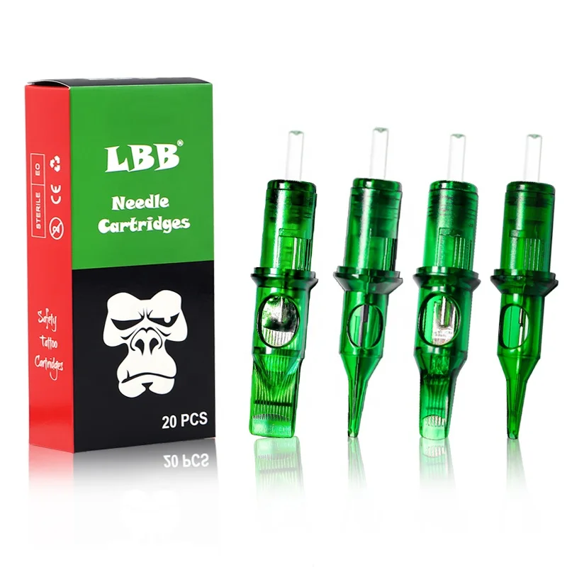 Factory Price Premium Tight Needle Tattoo & Safety Membrane Disposable LBB Green Permanent Makeup Tattoo Needle Cartridges