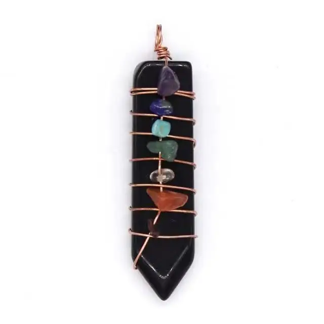 Natural Crystal Energy Stone Pendant spiritual quartz healing Seven Chakras Necklace