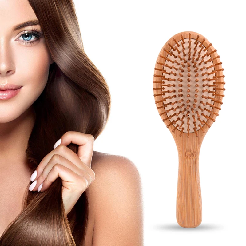 Wholesale  Customized bamboo handle hair brush boxed set bamboo Needle Bamboo Hair Brush Set