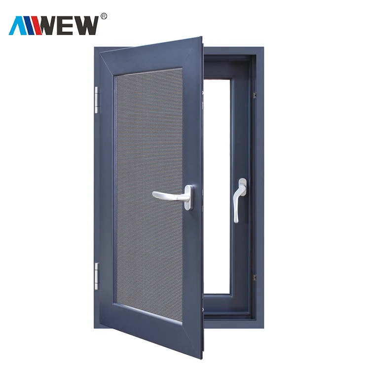 Alwew factory customized thermal break blind inside double glass aluminum window french casement windows aluminium casement wind