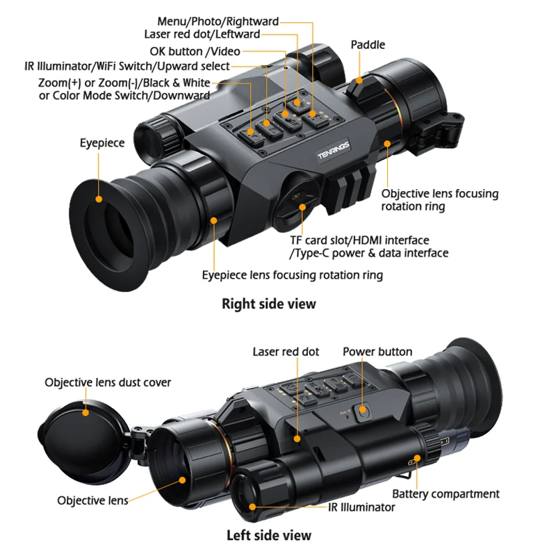 Digital And Night Vision Scope 4K With IR Scope Monocular For Hunting Night Vision Range 300 Meters