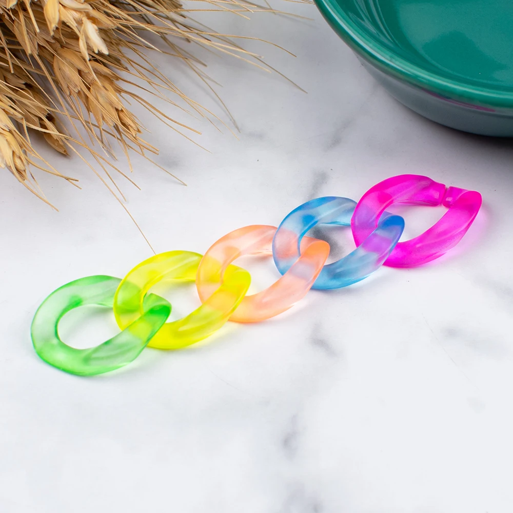 MELLON Matte fluorescent multicolor 17x23mm Acrylic Chain Link Clasp For DIY Jewelry Findings Chain Making