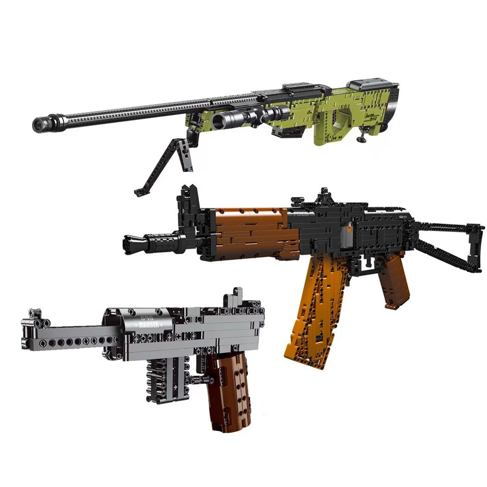 Новое поступление коллекция собранная 3D Модель AK47 снайперская винтовка дробовик совместимый с MOC кирпичная фигурка мини-конструктор игрушки